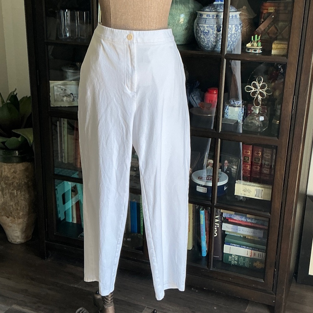 Eileen Fisher White Straight Leg Jersey Pants, size XL
